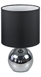 Ranex Touch function chrome/ Black Textile Table Lamp, 180 X 180 X290mm, E14 40W Excl Bulbs