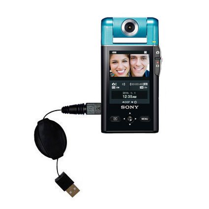 Retractable USB Cable for the Sony Bloggie Camera PM5 with Power Hot Sync and Charge capabilities - uses Gomadic TipExchange Technology