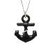 Sterling Silver Charcoal Jade Anchor Pendant on Chain, 18"