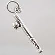 Three Dimensional Little Baseball Bat and Ball Charm in Sterling Silver, #9519