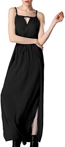 Thanpoo Women's Chiffon Halter Off-shoulder Hollow Out Maxi Long Beach Dress