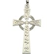14K White Gold Celtic Cross Pendant - 40.00x25.00mm