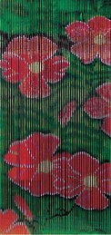 WENKO 5123015500 Bambus-Vorhang Rote Blumen - klappbar, 90 x 200 cm