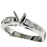  : .50CT Princess Cut 14k White Gold Channel Set Semi Mount Engagement Setting Mounting Ring Color (H/I) Clarity (SI) Size 6