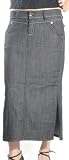 Two Pocket Low Rise Stretch Denim Ankle Length Skirt with Side Slits - Clearance Sale !