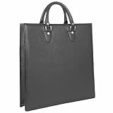 L.A.P.A. Calf Leather Large Tote Handbag w/Pouch Black