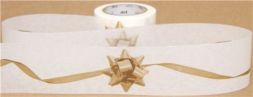 Imagen 2 de Cinta adhesiva ancha Washi, con lazo dorado para regalos, mt