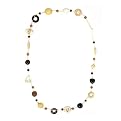 Crochet Wrap Bead and Flower Necklace - Brown/ Ivory