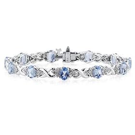 14k White Gold Diamond and Tanzanite Bracelet by Szul