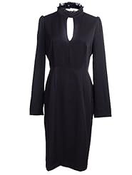 Slit Sheer High-Neck Long Sleeves  Dress