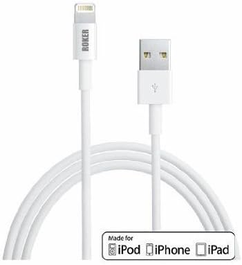 [Certified by Apple - Lifetime Warranty] Roker® Lightning USB Cable for Apple iPhone 6 / 5 / 5C / 5S, iPad Air, iPad mini, iPod Nano (7th generation) iPod touch (5th Generation) Charging and Syncing Compatible with iOS7 - Fits All Aftermarket Cases and All USB Car Charger (6.6 feet / 2M)