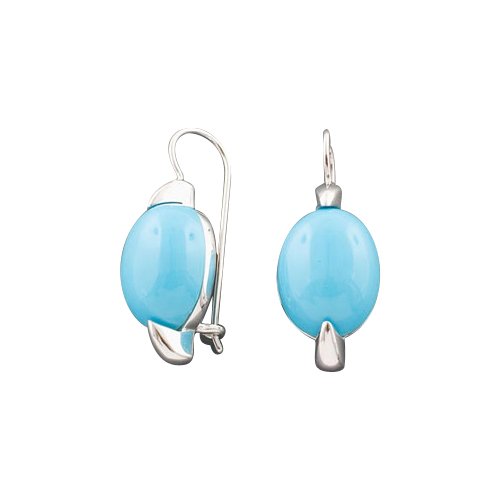 Sterling Silver Oval Shaped Turquoise Earring