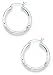 Sterling Silver 3x25mm Diamond-Cut Hoop Earrings