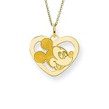 Gold Vermeil Mickey Mouse Heart Charm Pendant - Officially Licensed Disney Jewelry