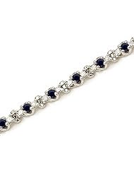 14K White Gold Round Sapphire and Diamond Bracelet