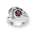 Garnet and Diamond Sterling Silver Ring (Sizes 6-8)