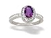 14K White Gold Genuine Oval Amethyst and Diamond Couture Ring