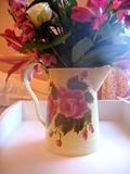 Kitchen & Housewares : French Shabby Chic 'Roses' Hand Painted Decorative Tin Jug / Vase