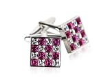Large Silver and Pink Swarovski Crystal Cufflinks with Gift Box