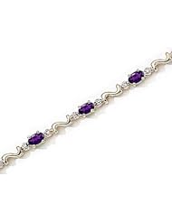 14kt Yellow Gold Oval Amethyst and Diamond Bracelet