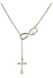 Infinity with Love Scripture Cross Rhinestone Chain Necklace by Jewelry Nexus
