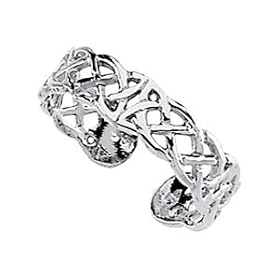 14k White Gold Toe Ring With Design - JewelryWeb by 