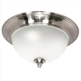 Buy 1 Light Flush Mount Ceiling Fixture - Smoked Nickel Satin Frosted Glass - Nuvo... by Nuvo now!
