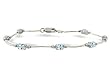 14K White Gold Genuine Oval Aquamarine and Diamond Bracelet