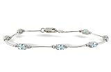 14K White Gold Genuine Oval Aquamarine and Diamond Bracelet
