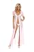 Custom Made Slinky Satin Trimmed Pink Mesh Coat Gown with Puff Sleeves. Shown with Micro Thong Panty 4021L not included.