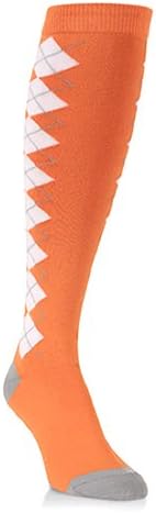 Unisex Orange and White Argyle Over the Calf Knee High Socks