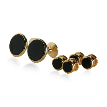 Onyx and 14kt Overlay Cufflinks and Studs