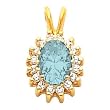 14K Yellow Gold Aquamarine and Diamond Pendant