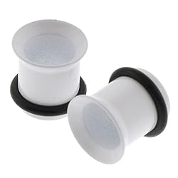 White Titanium Anodized Single Flared Plugs with "O" ring - 8G - Sold as a Pair