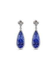8.44Ct Sapphire & VS Diamond Dangling Stud Earrings 18k Gold