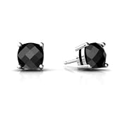 14K White Gold Cushion Genuine Black Onyx Earrings