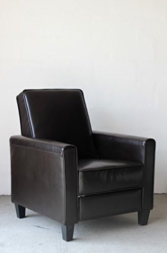 EZ Lounge Modern Leather Snoozi Recliner Club Chair, Dark Brown
