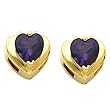 14K Yellow Gold Amethyst Heart Earrings