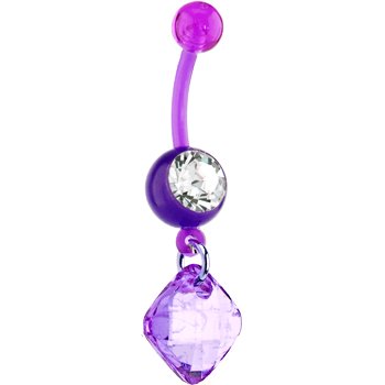 Bioplast Purple Jewel Drop Dangle Belly Ring