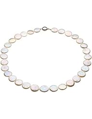 Freshwater White Cultured Coin Pearl 18" Necklace in Sterling Silver