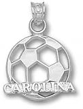 North Carolina Tar Heels Solid Sterling Silver ''CAROLINA'' Soccerball Pendant