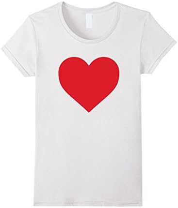 Women's Short Sleeve Red Heart Valentine's Day Shirt Women Girls Top Large White