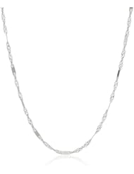 Italian 14k White Gold 1mm Twisted Bar Chain Necklace