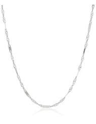 Italian 14k White Gold 1mm Twisted Bar Chain Necklace