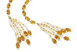 40 Inch Necklace With Amber and Cultured Freshwater Pearls