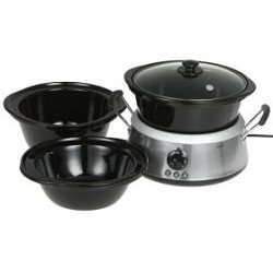 Hamilton Beach 33135 3-in-1 Slow Cooker with 2-, 4-, and 6-Quart Crocks, Stainless Steel