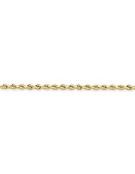 14k Yellow Gold 9in 3mm D/C Rope with Lobster Clasp Anklet Chain