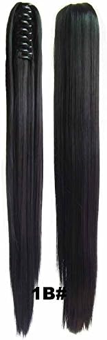 22inch 55cm 150g Double Usage Synthetic Hair Straight Clip Ponytails Pony Tail Hair Extensions 1B# BIACK