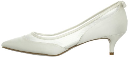 Nine West Women's Isla Pump,White/Clear Satin,10.5 M US