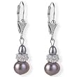 Silver Deco Rose Drop Cultured Pearl Earrings, Lavender Silver Deco Rose Drop Cultured Pearl Earrings, Lavender